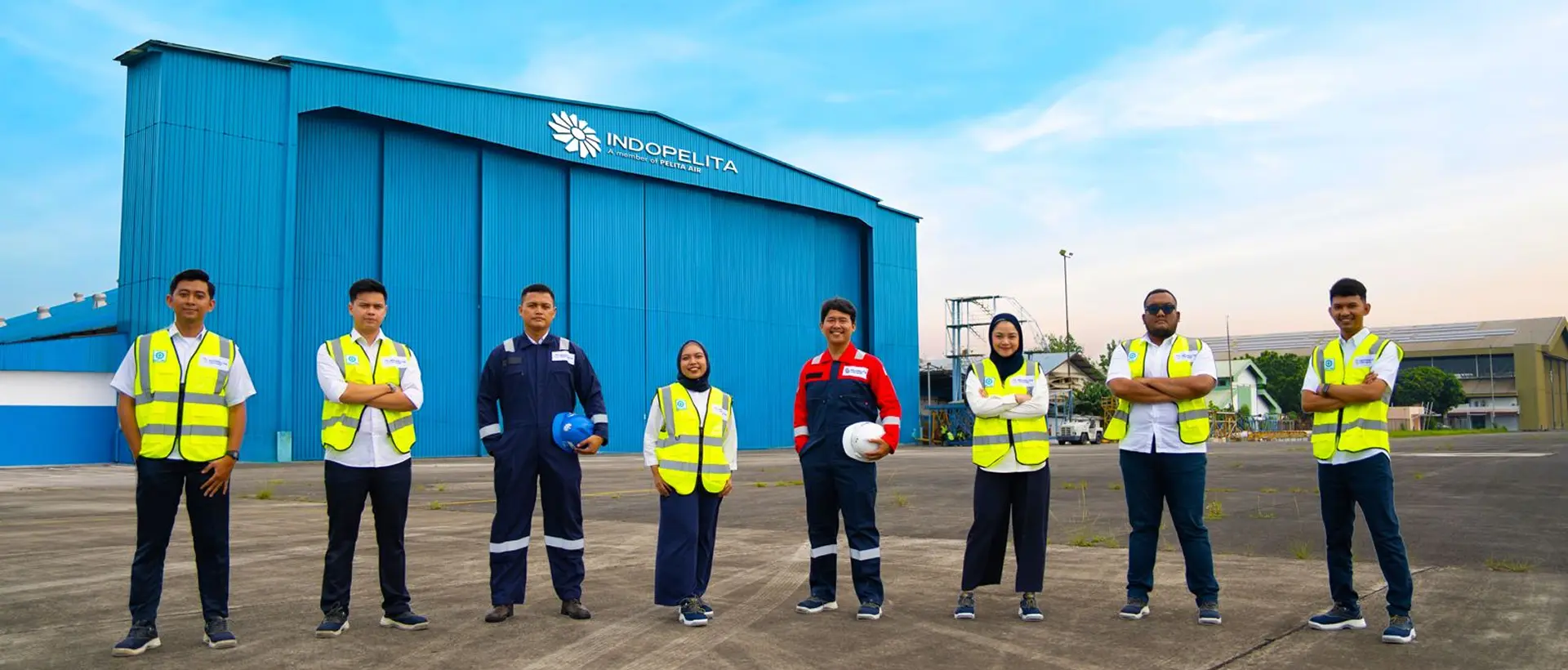 Indopelita staff at the hangar